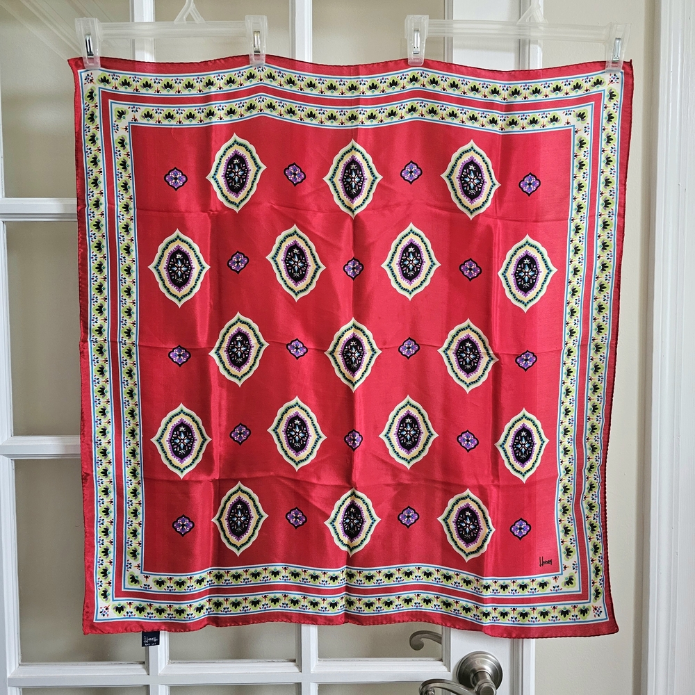Honey 100% Silk Vintage Scarf Colorful 30in Made in Japan